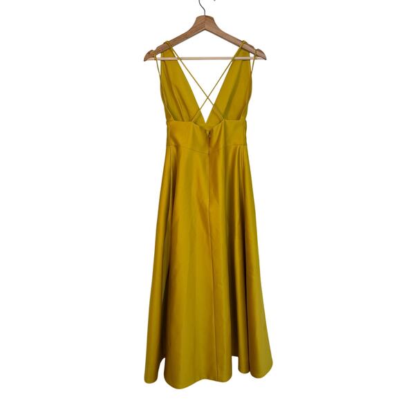 Anthropologie BHLDN Shelby A Line Midi Dress Size 2 Satin Yellow Wedding Formal - Picture 4 of 14